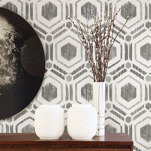 Borneo Taupe Geometric Grasscloth