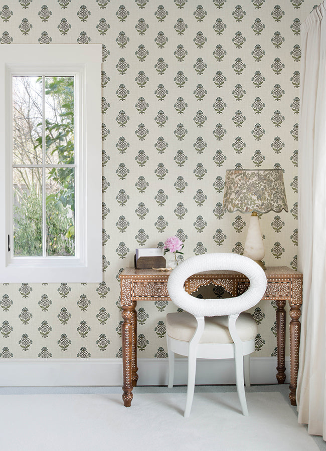 Hollyhock Aqua Floral