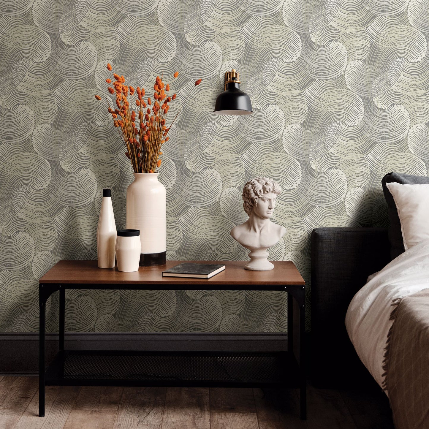 Karson Swirling Geometric Wallpaper- Scott Living