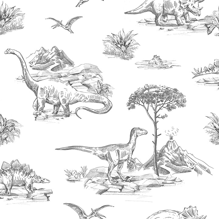 Isolde Charcoal Dinosaurs