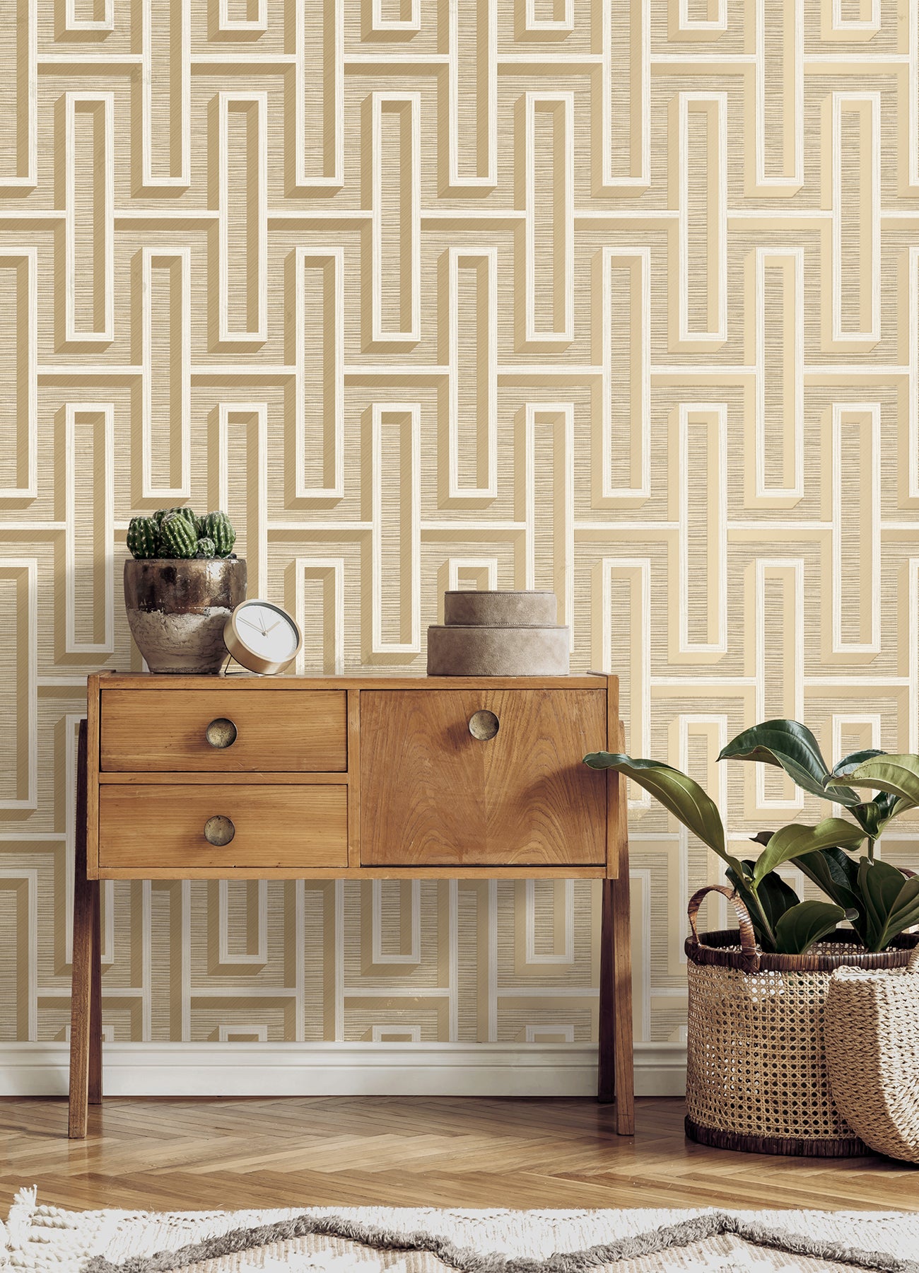 Geometric Grasscloth Wallpaper