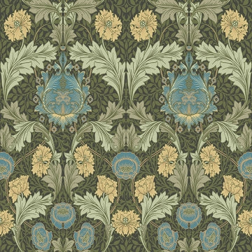 Myrtle Dark Green Floral