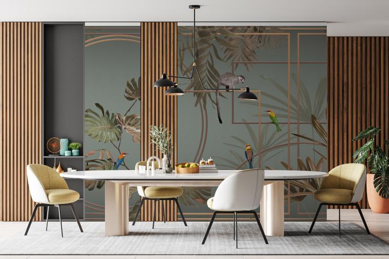 Monkey And Birds Design Mural