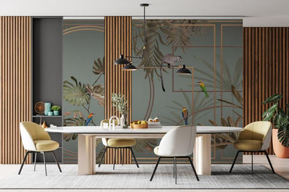 Monkey And Birds Design Mural